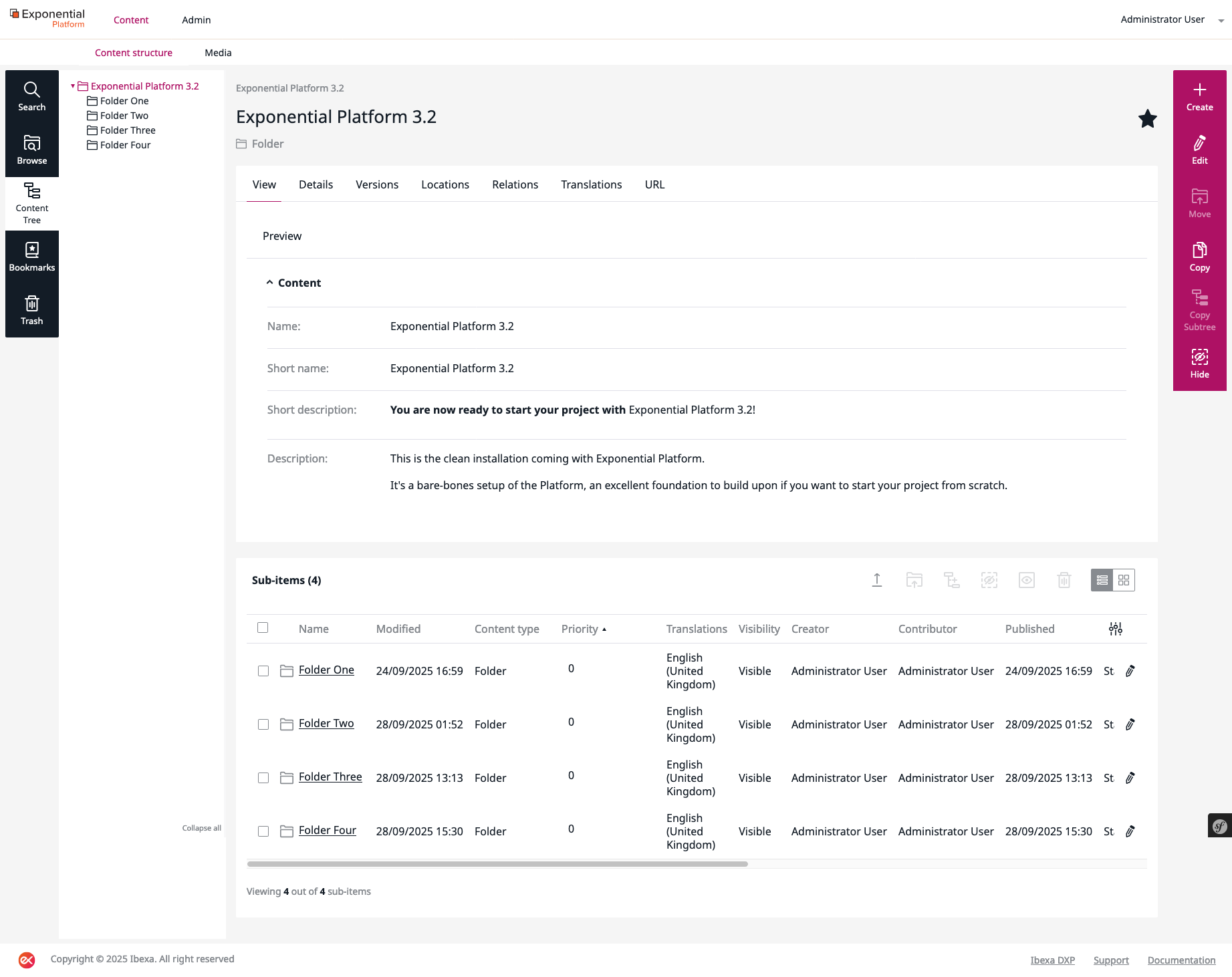 Exponential Platform 3.2 : Admin Folder Content Structure Screenshot Exponential Platform 3.2 : Admin Folder Content Structure Screenshot