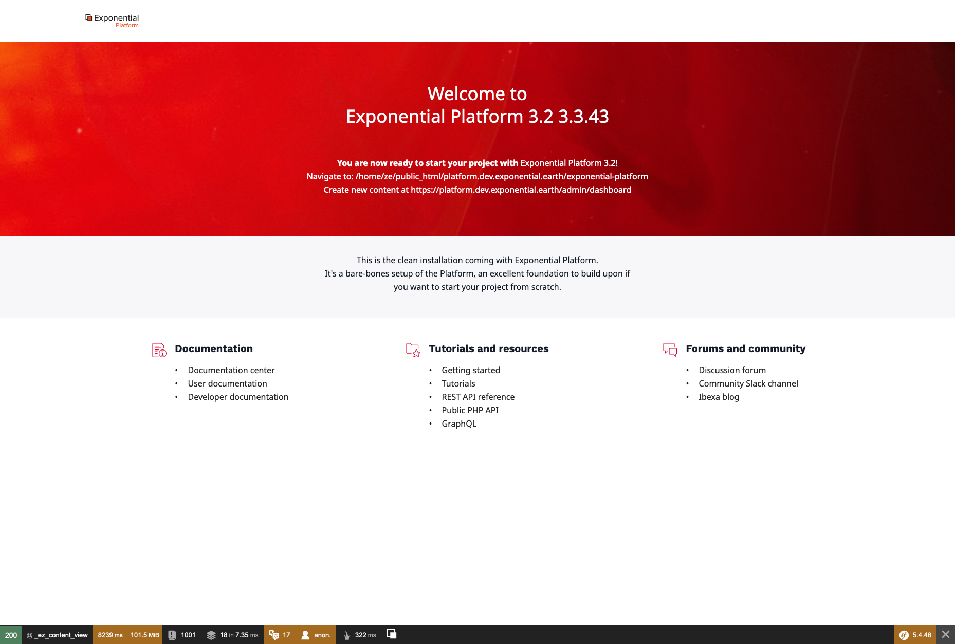 Exponential Platform 3.2 : User Site: Welcome Page Index Screenshot Exponential Platform 3.2 : User Site: Welcome Page Index Screenshot